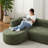 Comfortable Modern Sectionals With Green Fabric, Spacious Design For Living Room Apartment