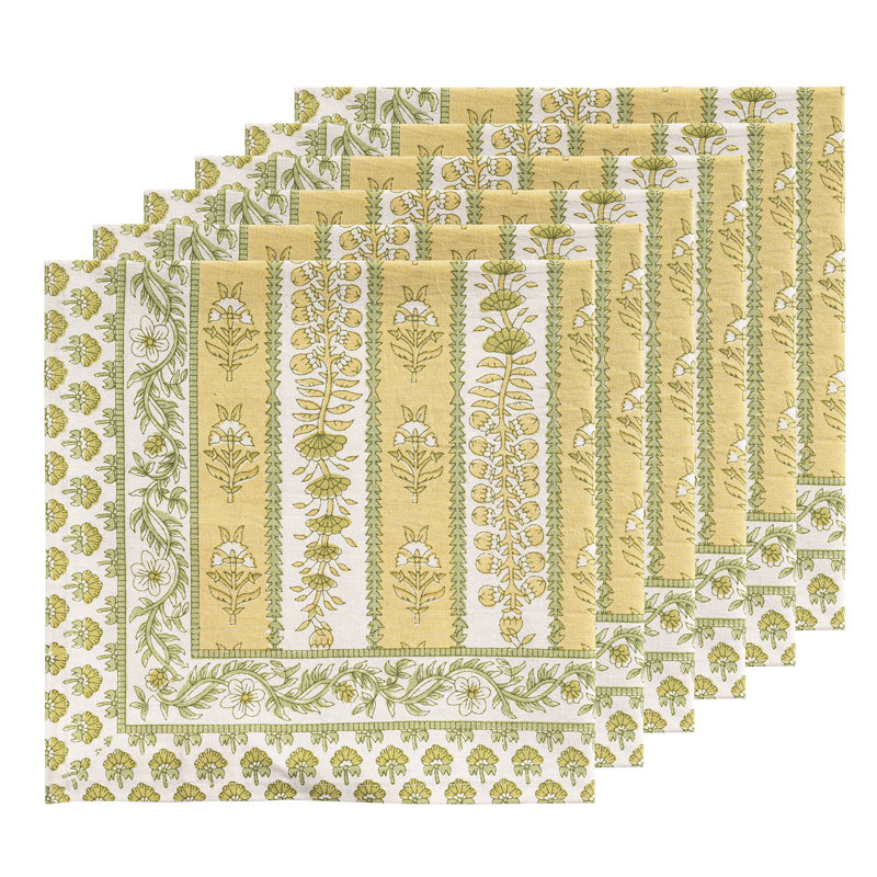 Charlemont 100% Cotton Floral Square Napkin, Pistache