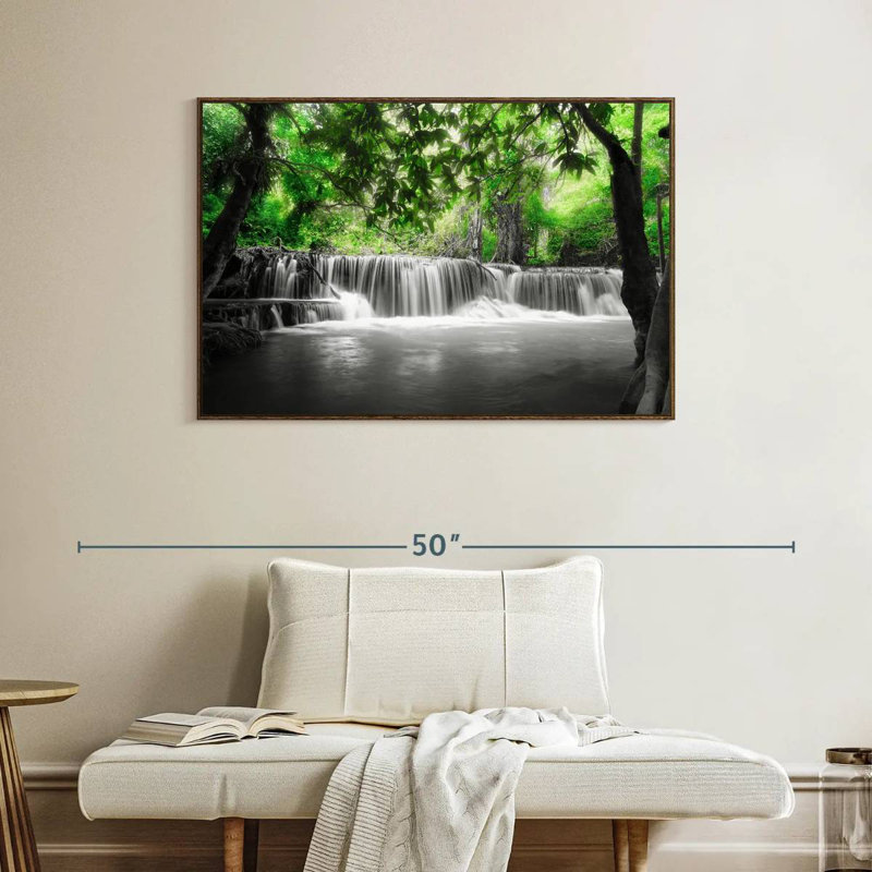 Cascade tropicale Pop, Cadre flottant en noyer, 40 po x 27 po