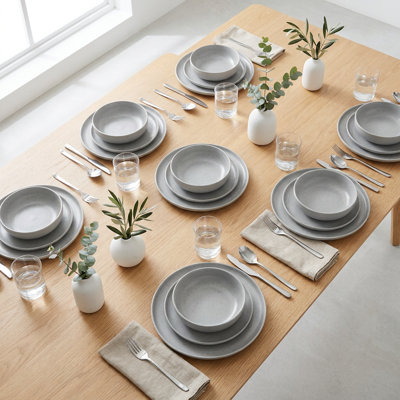 Stonecroft Speckled Grey Porcelain Dinnerware Set (18-Piece Service for 6)