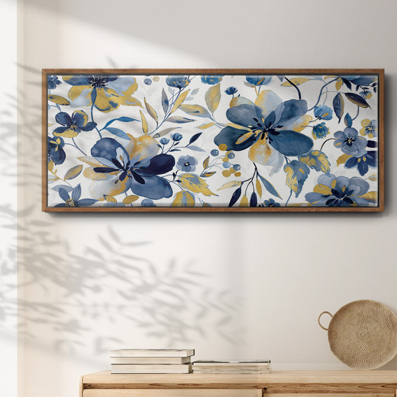 Golden Indigo- Framed Canvas, 24" H x 60" W