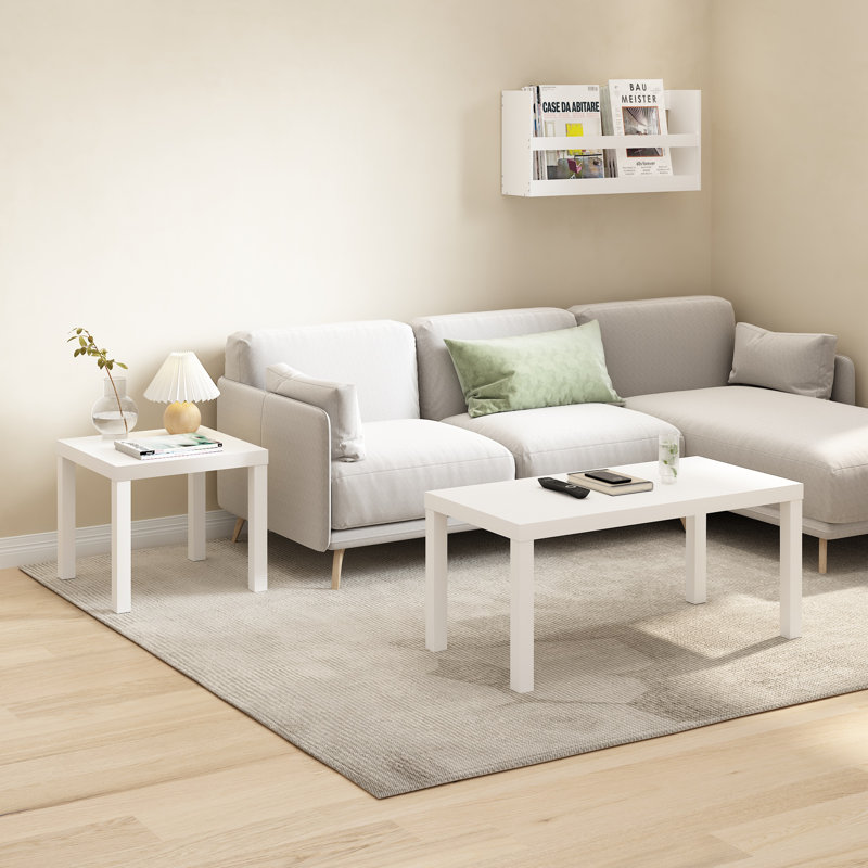 Kincer Square Side End Table, White