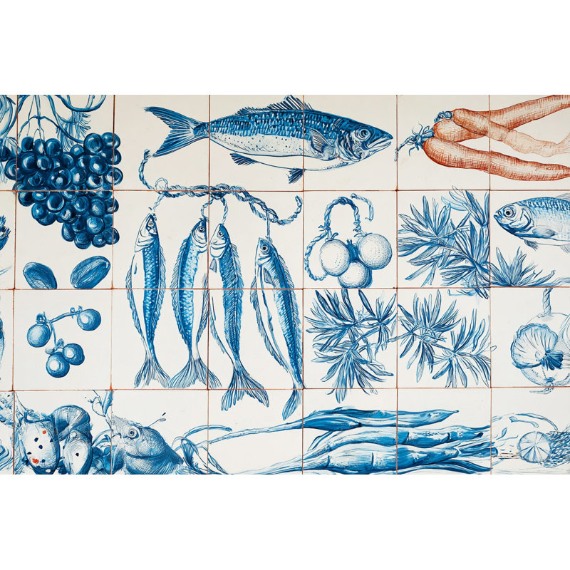 «Blue Catch», art mural sur toile tendue, L 40 po x H 30 po x P 1,5 po