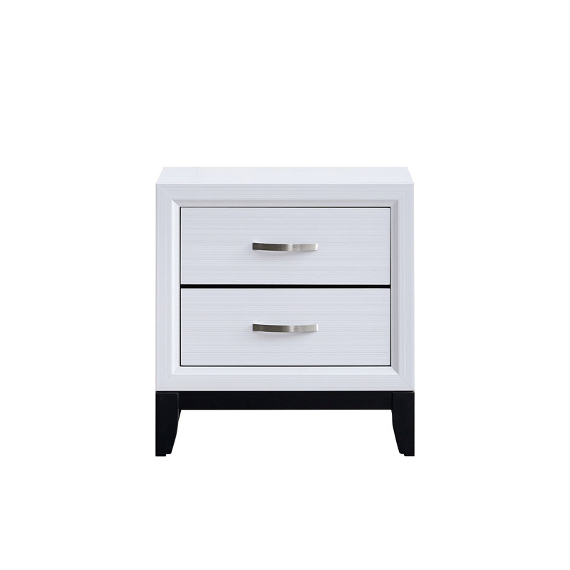 Table de chevet simple avec 2 tiroirs de rangement, Blanc