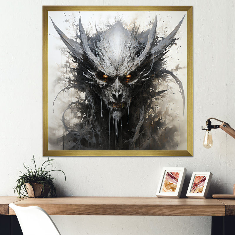 " Mythical Creature Painting I ", Gold Single Picture Framed, 30" H x 30" W x 1" D