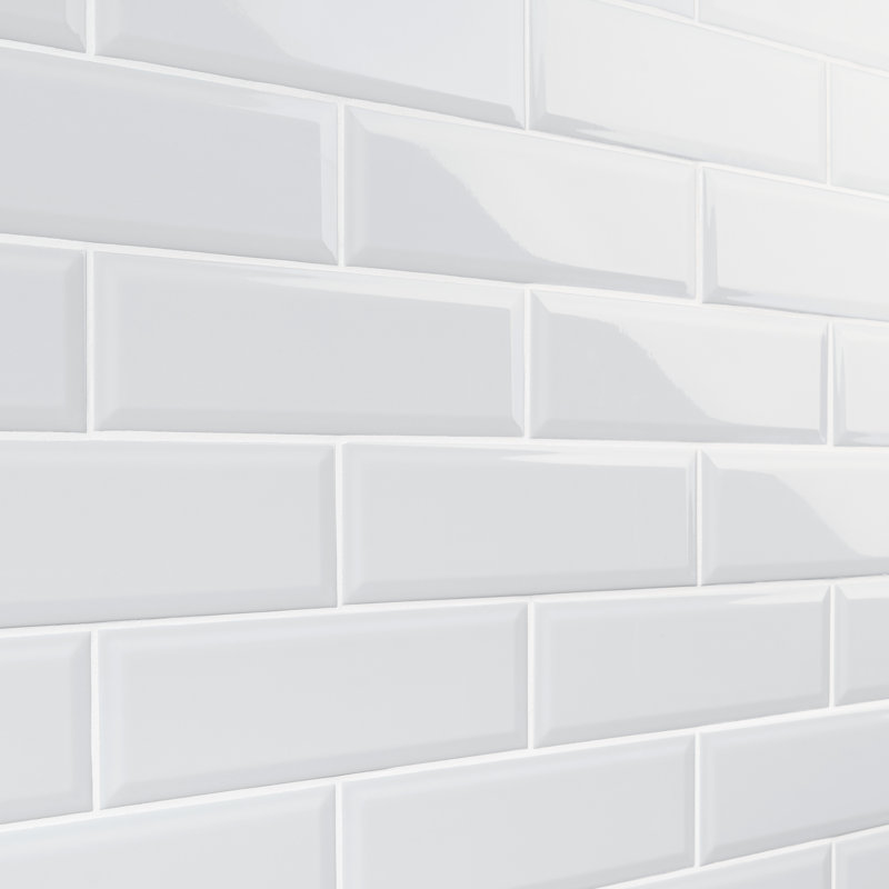 Carrelage mural en céramique poli biseauté 3,93 po x 11,81 po Danvers, Blanc