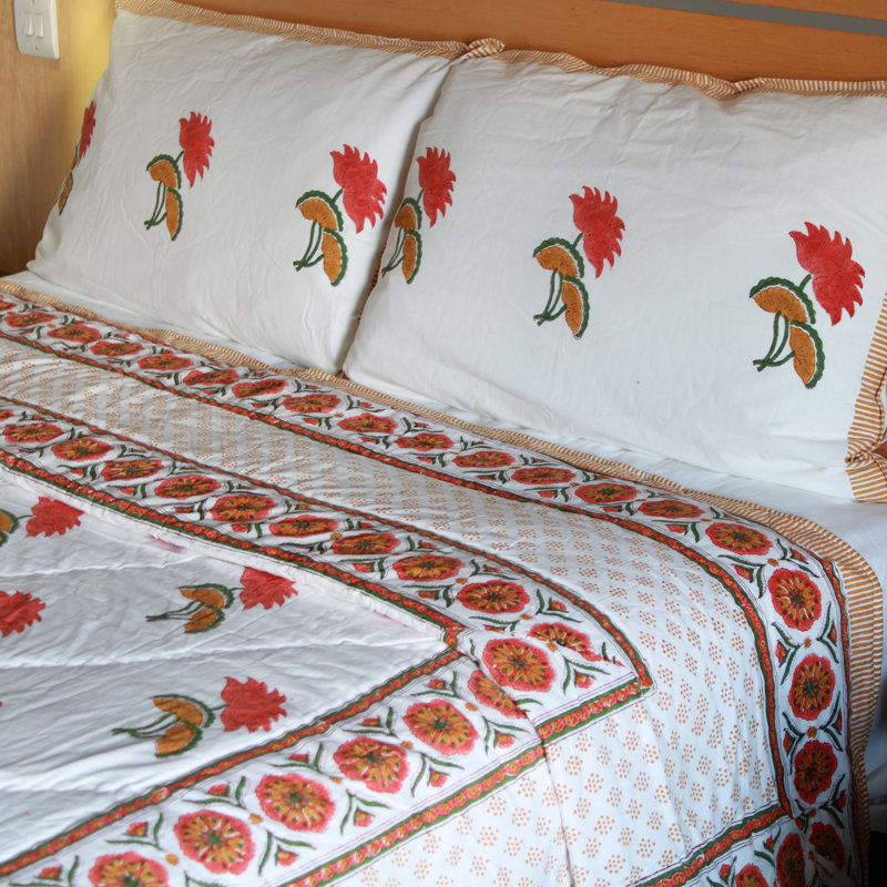 Honeyville Cotton Floral Bedspread with Pillowcases