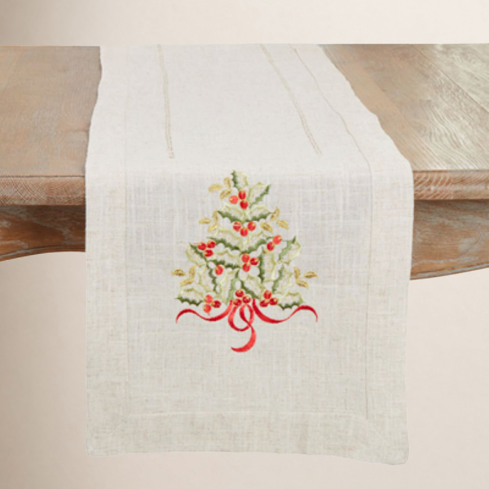 Ayverie Floral Christmas Table Runner, 108" x 16"