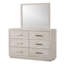 Commode avec miroir gris clair et six tiroirs de rangement
