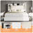 47.2" Bookcase Upholstered Full Size Bed Frame with 4 Storage Drawers,White-1141740870-1141740869