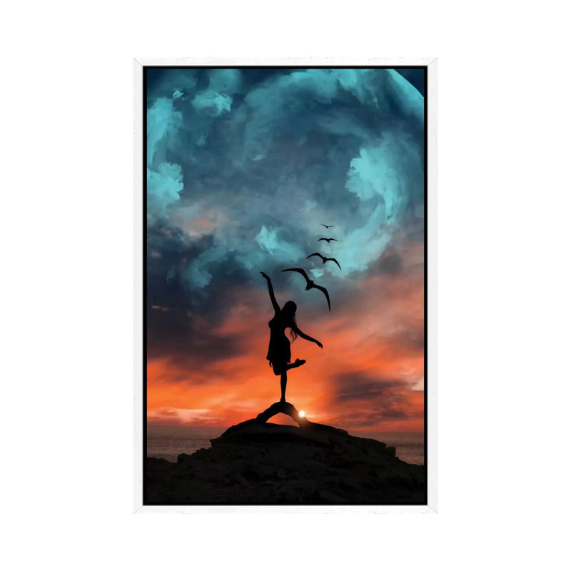 Free Girl by Abdullah Evindar - Print on Canvas, 66.04 cm H x 45.72 cm W, White Framed