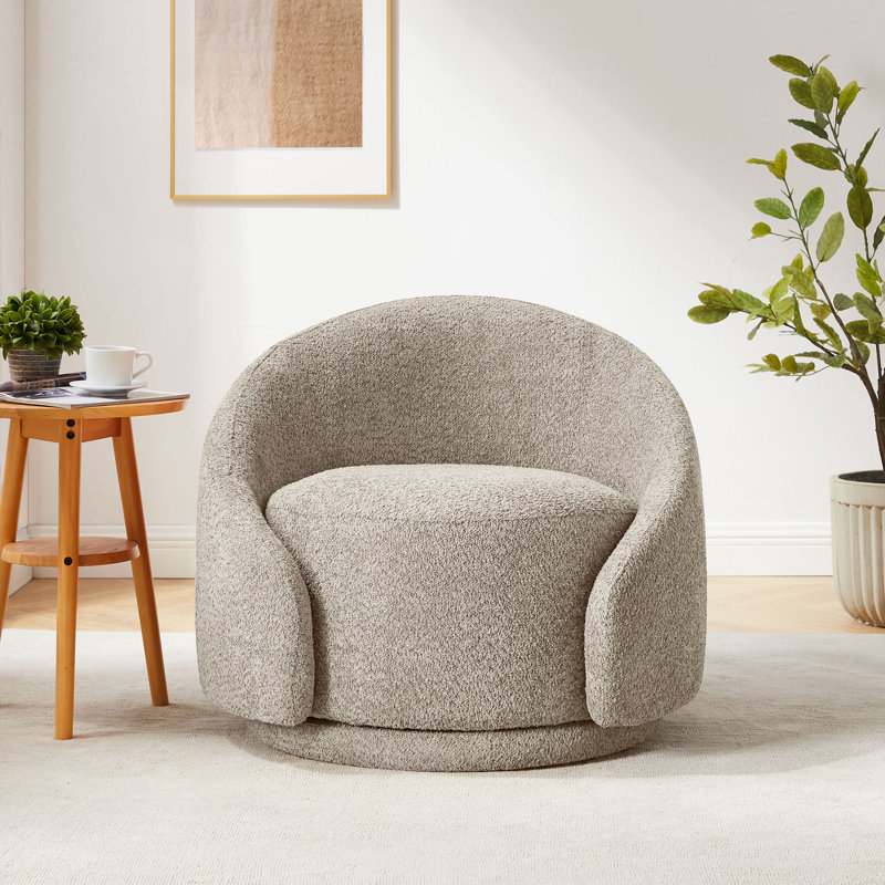 Fauteuil pivotant large de 34,2 po Frieson, Polyester brun clair