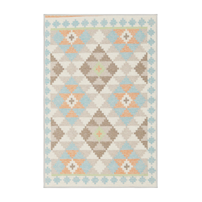 Tapis contemporain gris / olive, Rectangle 4 pi x 6 pi