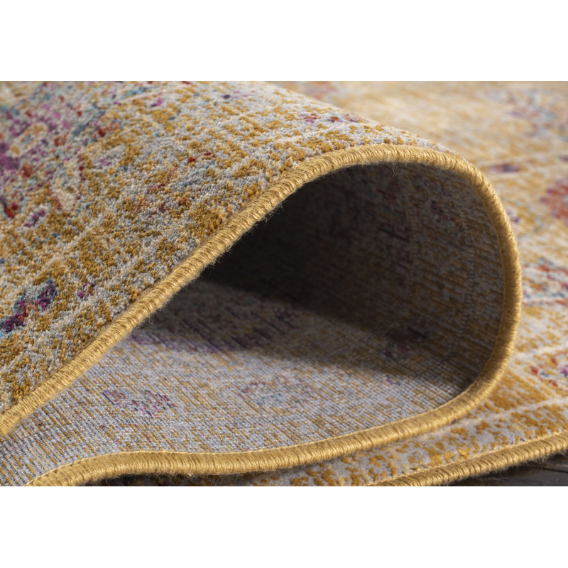 Marblehead Viscose Oriental Rug in Gold, Rectangle 9'6" x 13'1"