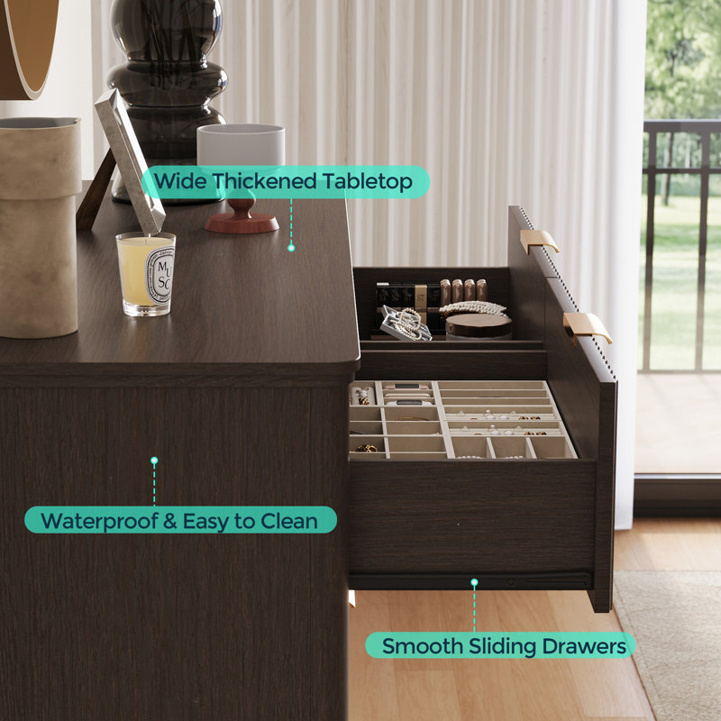 Soren 8-Drawer Dresser With Solid Wood Legs, Dark Brown