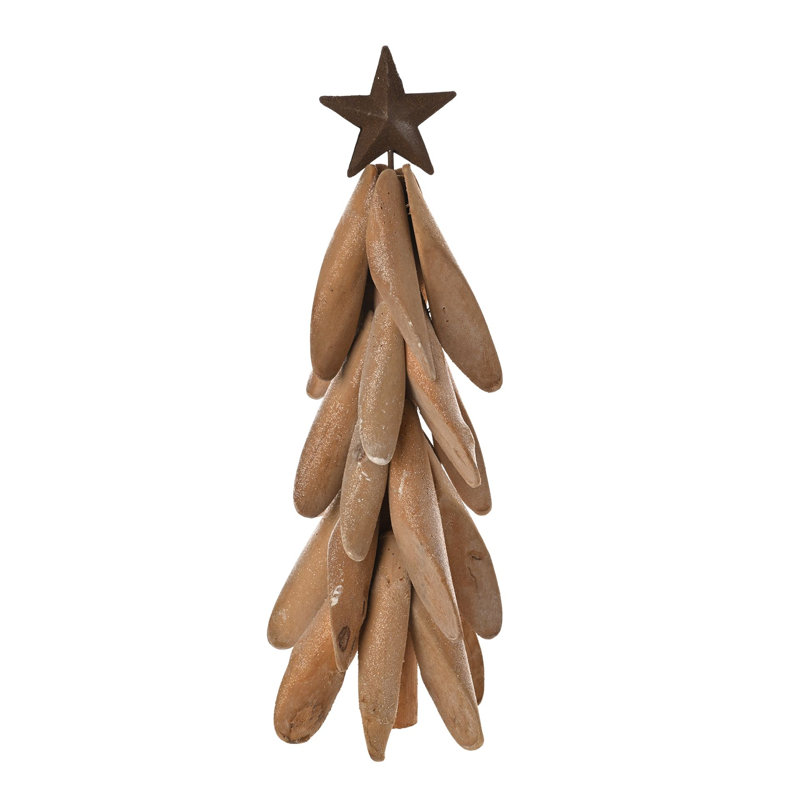 Light Wood Christmas Tree with Star Small