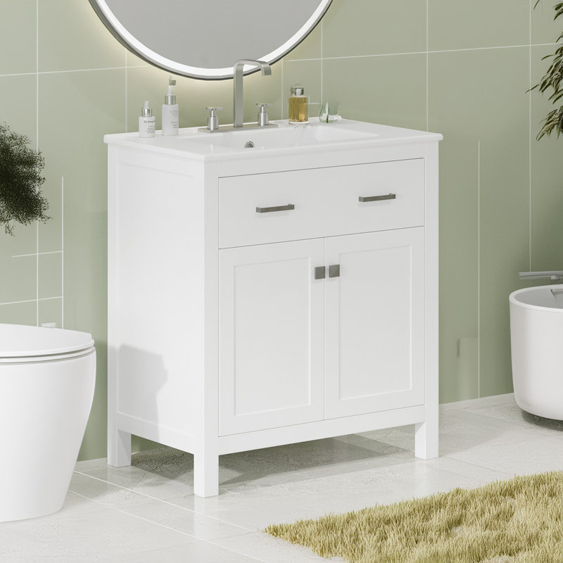 Armoire de salle de bain autoportante, Blanc