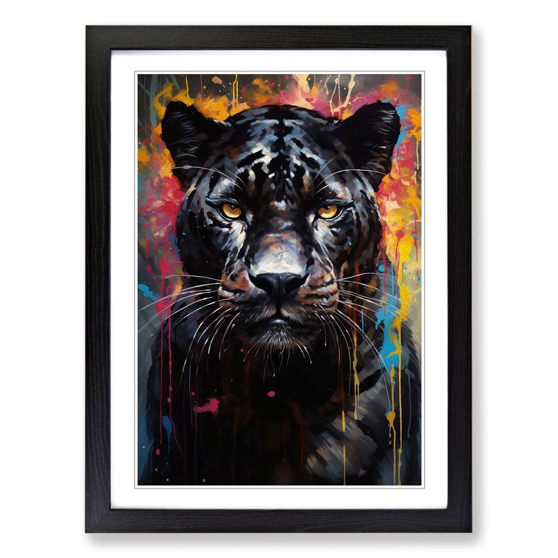Panther Modern - Single Picture Frame Print on Wood, Black, 64" H x 46" W x 2" D
