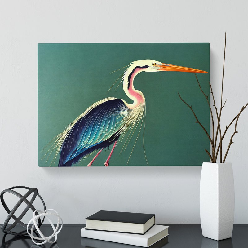 Watercolour Heron Bird Vol.3 - Wrapped Canvas, 35cm H x 50cm W x 3cm D