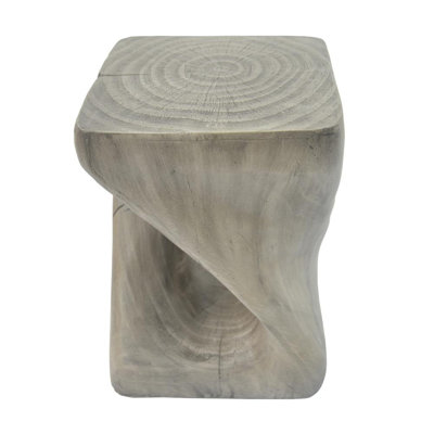 MGO Twist Shape Side Table, Wood-Like Texture by Orren Ellis