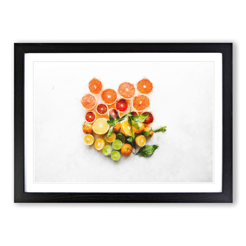 Citrus Fruits - Picture Frame Graphic Art Print, Black Framed, 33cm H x 45cm W x 2cm D