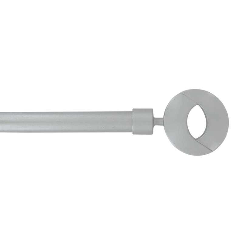 Tringle à rideaux simple réglable avec fleurons de cercle - gris (50 à 82 pouces), Gris