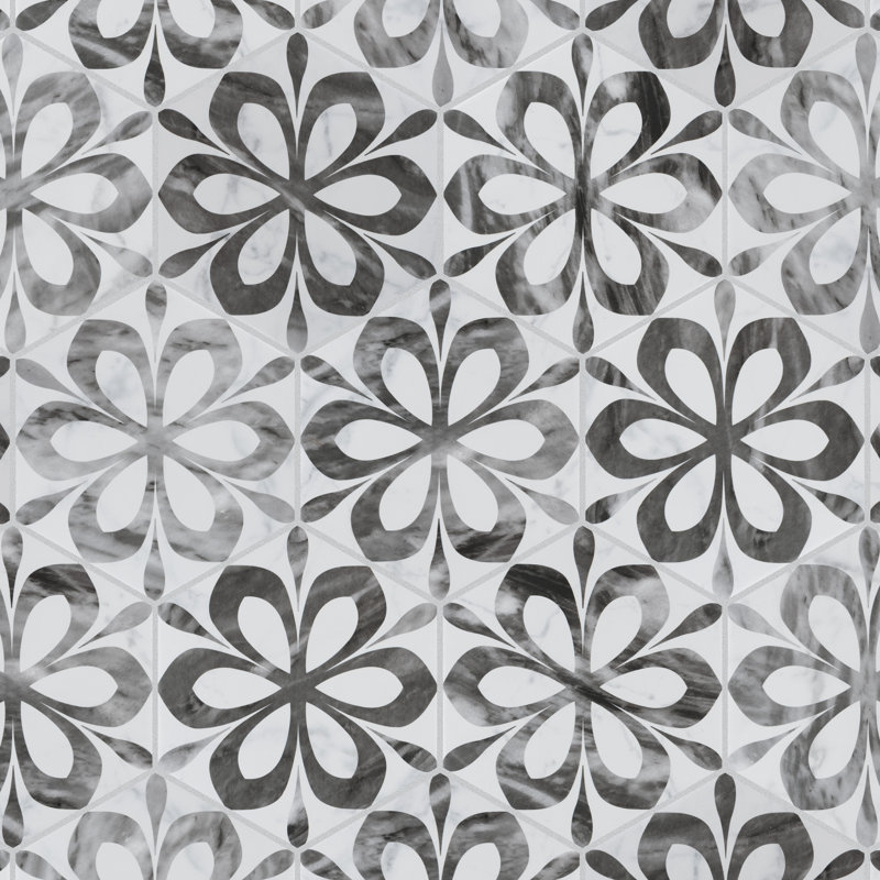 Classico Bardiglio Daisy 7" x 8" Porcelain Patterned Wall & Floor Tile