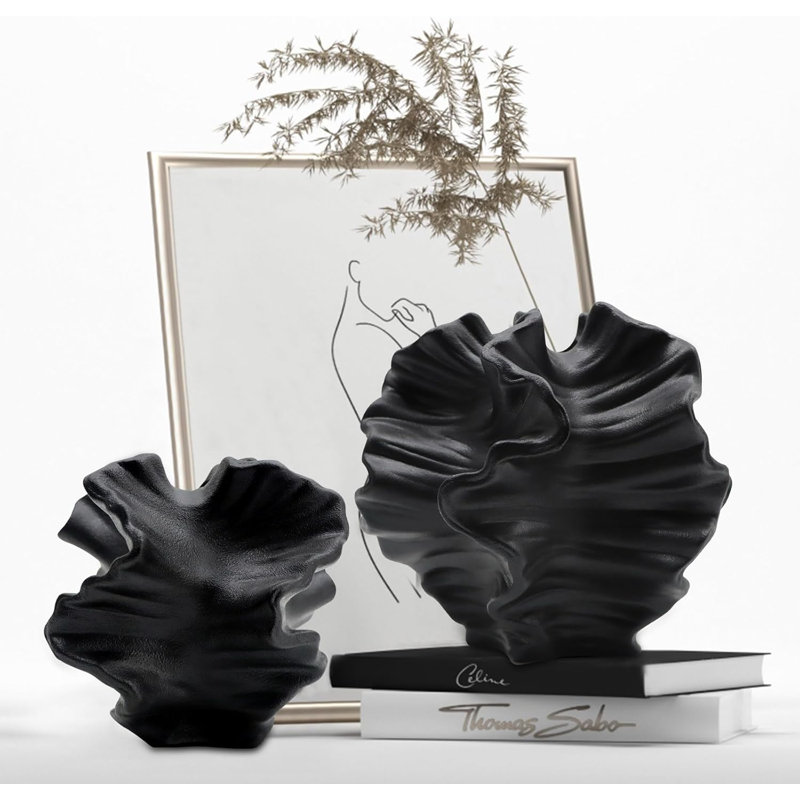 Ensemble de 2 vases à fleurs en céramique noire