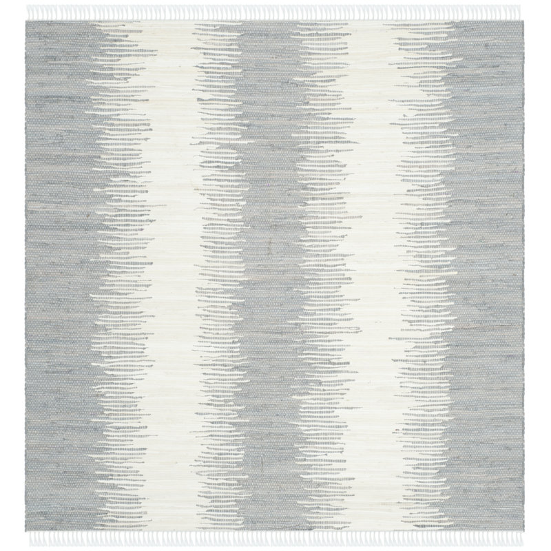 Cayman Hand Woven Cotton Striped Rug, Square 6'