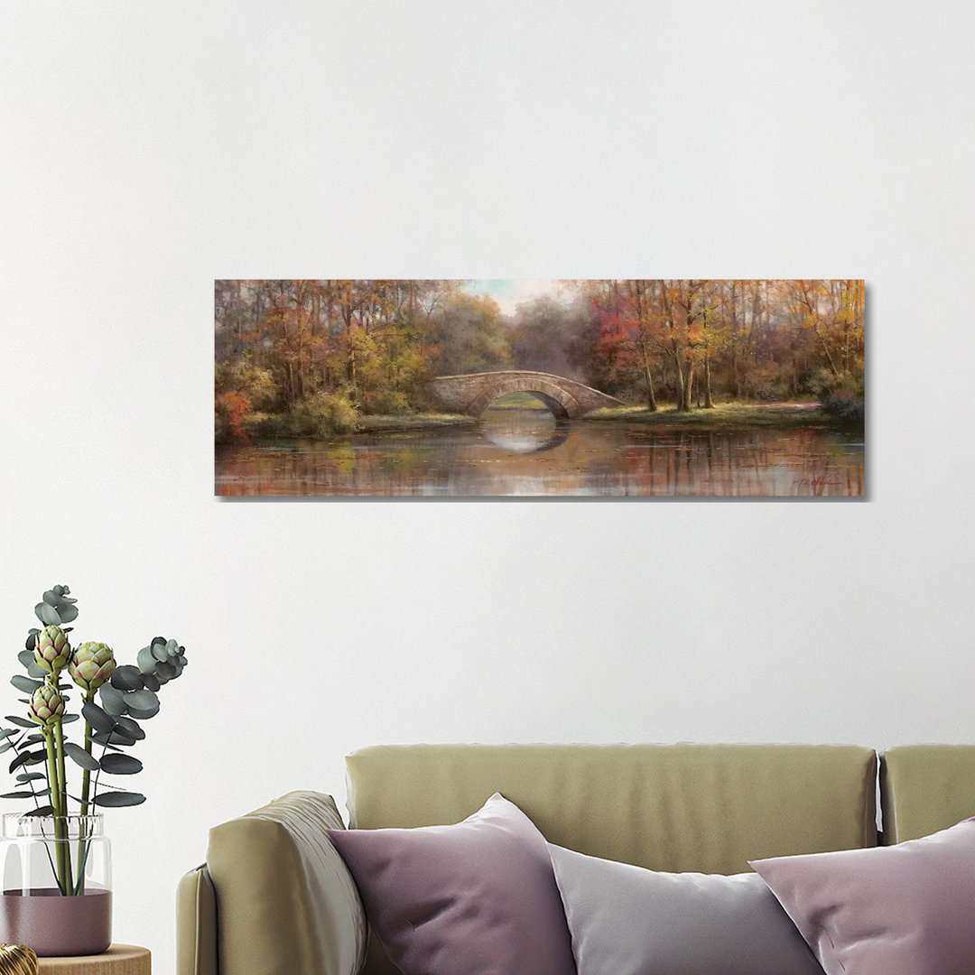 Entlang des Flusses I von T.C. Chiu - Ohne Rahmen Panorama-Leinwand Giclée auf Leinwand