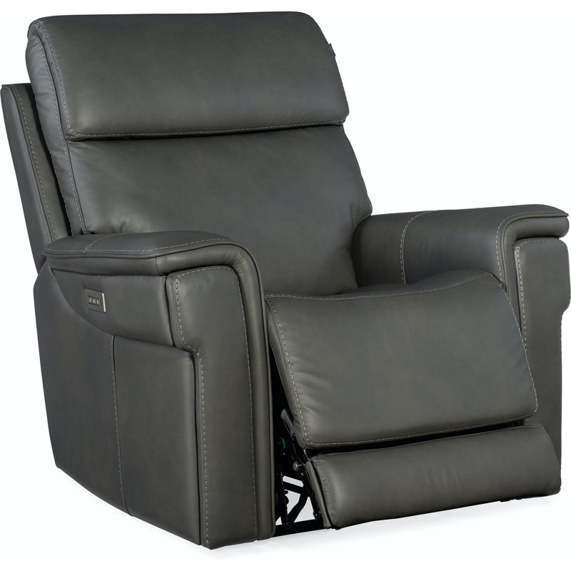 MS Upholstered Recliner, Gray Genuine Leather