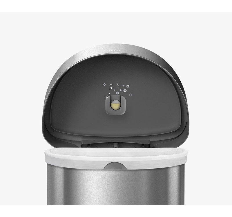 Simplehuman 45L Semi-Round Step Can with Liner Pocket, Brushed Stainless Steel, Brushed Stainless Steel