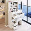 Petite coiffeuse 29,2 po avec tiroir à gauche, tabouret rembourré, miroir à DEL tricolore à commande tactile, grande capacité, convient aux petits, style américain, coiffeuse avec tiroir, commode