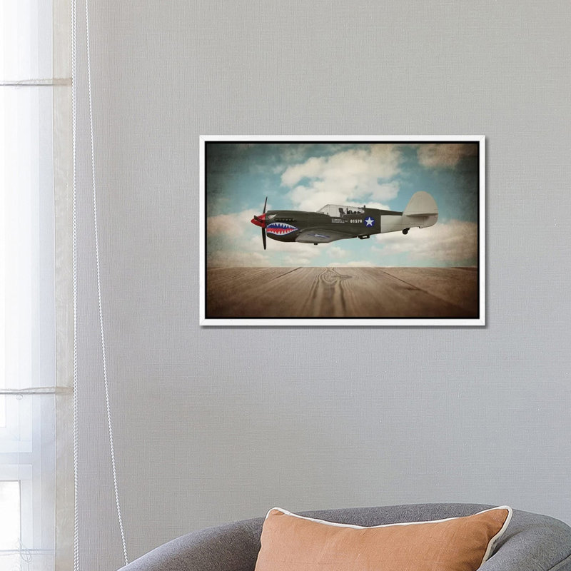 P40 Mustang - Print on Canvas, White Framed, 66.04 cm H x 45.72 cm W