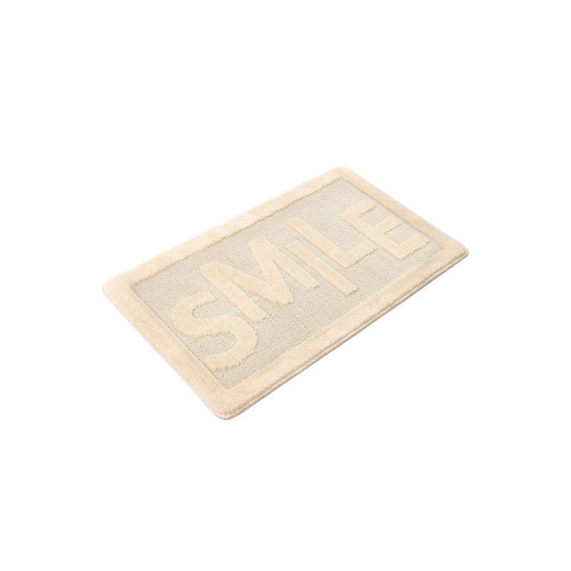 Luxurious Cream Bathmat, 23.6 x 39.4 Inches | 100% Polypropylene, 1.3 lbs/sq yd | Non-Slip Natural Latex Sole, 0.5 mm Pile & Sponge Height | Machine Washable, Perfect for Bathroom Safety & Comfort