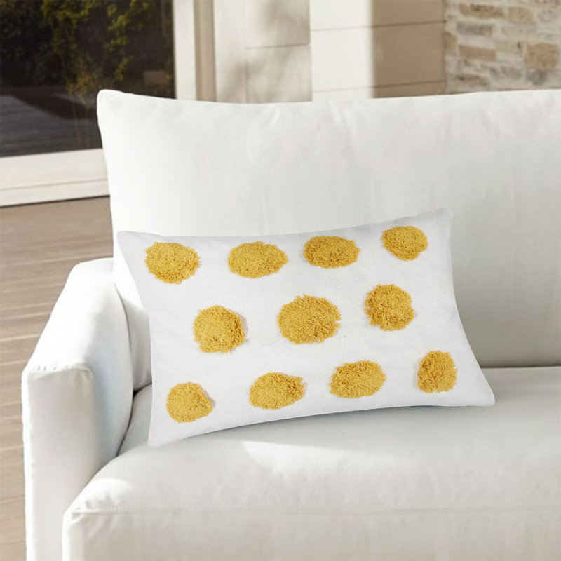 Polyester Pillow, Yellow/White