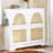 Mid - Century Style Freestanding Shoe Cabinet With Four Flip Drawers And Rattan Doors, Featuring Hooks For Enhanced Functionality-2028186647