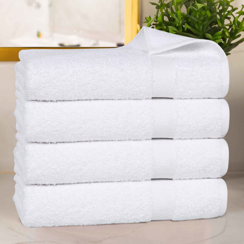  Franklin 100% Cotton Lightweight Quick-Drying Bath Towel , White