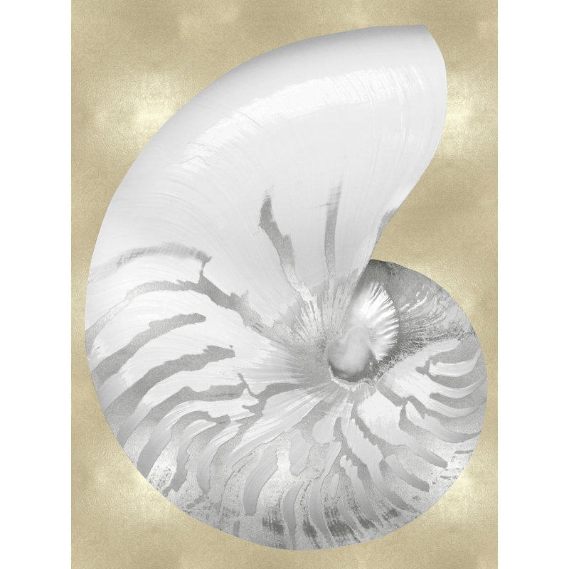" Silver Pearl Shell On Gold III " by Caroline Kelly, 16" H x 12" W