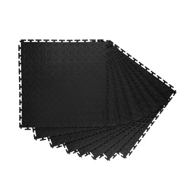8-Pack Heavy-Duty Interlocking Garage Floor Tiles - Diamond Plate PVC Modular Flooring for Workshop & Warehouse