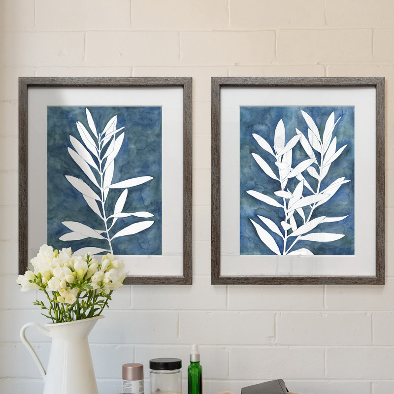 " Indigo Leaves I " 2 - Pieces