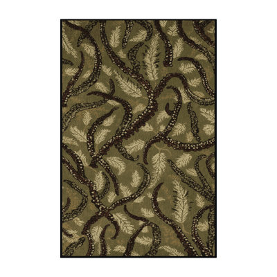 Tapis botanique brun lavable à la machine