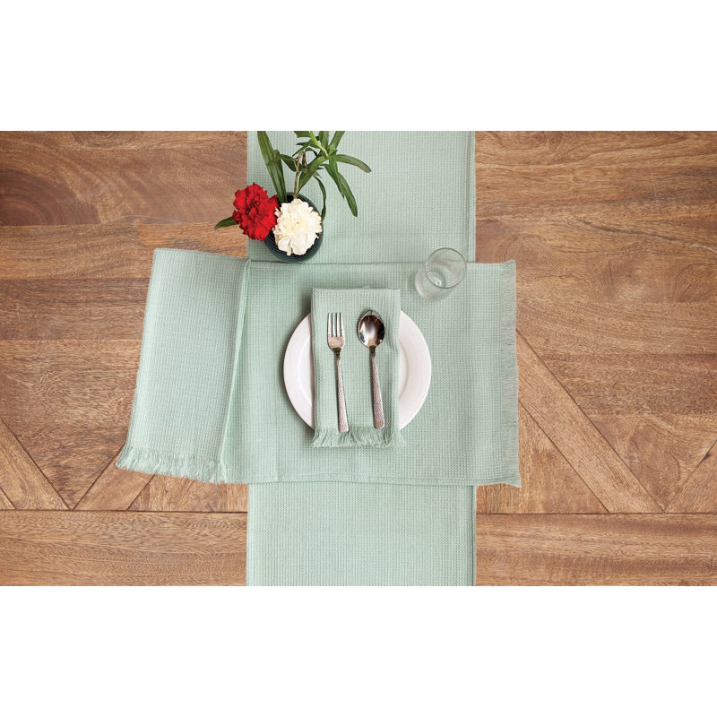 Hiekje Cotton Waffle Weave Cotton Napkin, Green