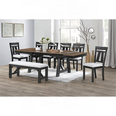 Ensemble de table de salle à manger extensible 6 pièces Cottage Style