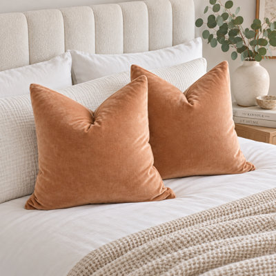 Brown Double-Sided Velvet Decorative Pillow Cover Set 18"