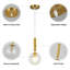 Luminaire suspendu en verre transparent de style Mid-Century à globe doré pour îlot de cuisine -1764769337