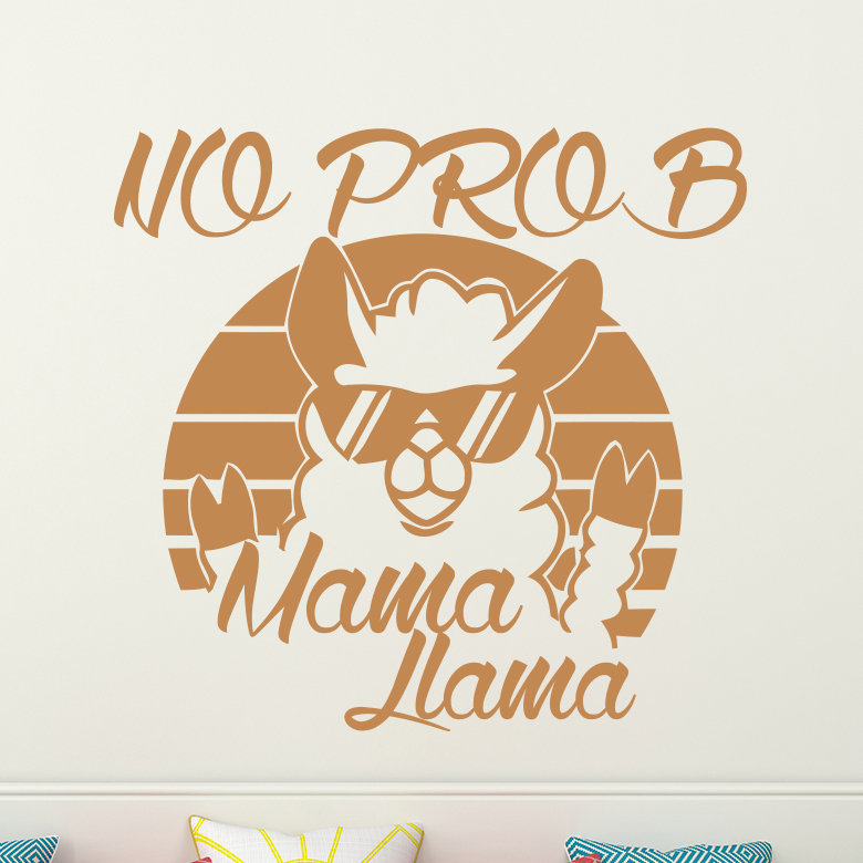 Décalcomanie murale "no prob maman llama", Brun pâle