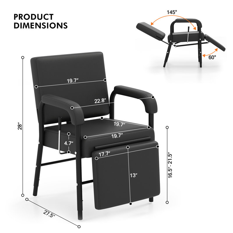 Fauteuil de barbier inclinable avec repose-pieds Fashoin, Noir