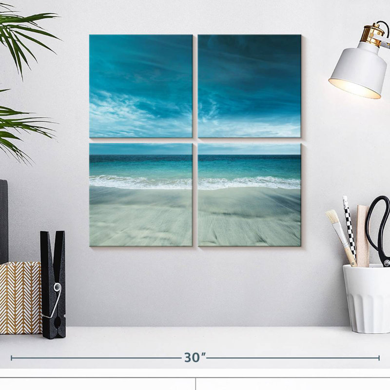 Plage bleue, H 18 po x l 18 po