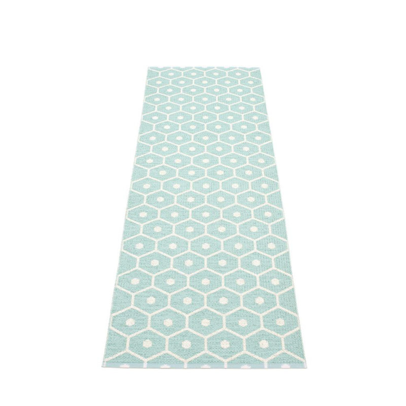 Geometric Area Rug in Pale Turquoise/White